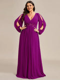 Women's Chiffon Loose Fashion Designer Puff Sleeve Long Dresses (Plus Size)