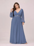 Women's Chiffon Loose Fashion Designer Puff Sleeve Long Dresses (Plus Size)