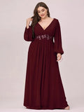 Women's Chiffon Loose Fashion Designer Puff Sleeve Long Dresses (Plus Size)