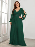 Women's Chiffon Loose Fashion Designer Puff Sleeve Long Dresses (Plus Size)