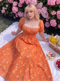 Women's Chiffon A-Line Lace 1-4XL Fashion Designer Long Dresses (Plus Size)-Orange-1XL