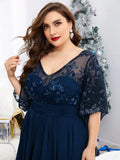 Women's Chiffon A-Line Lace 1-5XL Fashion Designer Long Dresses (Plus Size)-Women's Fashion Designer Plus Size Dresses-International Women's Clothing