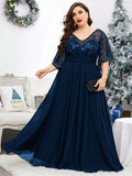 Women's Chiffon A-Line Lace 1-5XL Fashion Designer Long Dresses (Plus Size)-Women's Fashion Designer Plus Size Dresses-International Women's Clothing