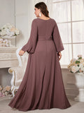 Women's Chiffon Applique 2-5XL Fashion Designer Long Dresses (Plus Size)
