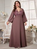 Women's Chiffon Applique 2-5XL Fashion Designer Long Dresses (Plus Size)