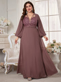 Women's Chiffon Applique 2-5XL Fashion Designer Long Dresses (Plus Size)