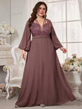 Women's Chiffon Applique 2-5XL Fashion Designer Long Dresses (Plus Size)