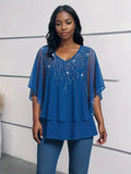 Women's Chiffon Blouse 3X5L Fashion Designer T-Shirts (Plus Size)