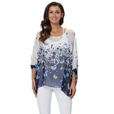 Women's Chiffon Blouse Fashion Designer Printed T-Shirts (Plus Size)