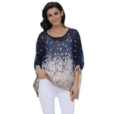 Women's Chiffon Blouse Fashion Designer Printed T-Shirts (Plus Size)