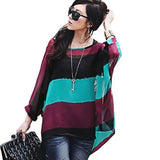 Women's Chiffon Blouse Fashion Designer Printed T-Shirts (Plus Size)