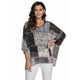 Women's Chiffon Blouse Fashion Designer Printed T-Shirts (Plus Size)