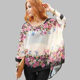 Women's Chiffon Blouse Fashion Designer Printed T-Shirts (Plus Size)