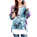 Women's Chiffon Blouse Fashion Designer Printed T-Shirts (Plus Size)