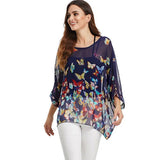 Women's Chiffon Blouse Fashion Designer Printed T-Shirts (Plus Size)