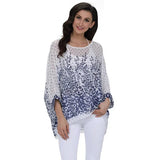 Women's Chiffon Blouse Fashion Designer Printed T-Shirts (Plus Size)