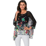 Women's Chiffon Blouse Fashion Designer Printed T-Shirts (Plus Size)