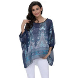 Women's Chiffon Blouse Fashion Designer Printed T-Shirts (Plus Size)