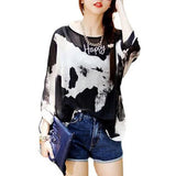 Women's Chiffon Blouse Fashion Designer Printed T-Shirts (Plus Size)