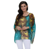 Women's Chiffon Blouse Fashion Designer Printed T-Shirts (Plus Size)