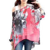 Women's Chiffon Blouse Fashion Designer Printed T-Shirts (Plus Size)