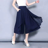 Women's Chiffon Capris Fashion Designer S-4XL Pants (Plus Size)-Women's Fashion Designer Plus Size Leggings / Pants-International Women's Clothing
