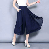 Women's Chiffon Capris Fashion Designer S-4XL Pants (Plus Size)-Women's Fashion Designer Plus Size Leggings / Pants-International Women's Clothing