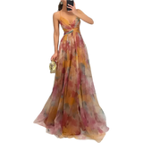 Women's Chiffon Corset Fashion Designer Floral Dresses (Long)-Women's Fashion Designer Dresses