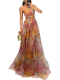 Women's Chiffon Corset Fashion Designer Floral Dresses (Long)-Women's Fashion Designer Dresses