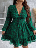 Women's Chiffon Fashion Designer 2-5XL Leopard Short Dresses (Plus Size)-Women's Fashion Designer Plus Size Dresses-International Women's Clothing