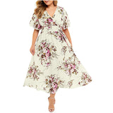 Women's Chiffon Floral Fashion Designer Maxi Long Dresses (Plus Size)