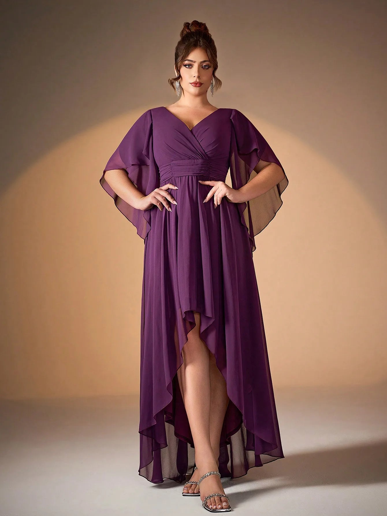 Women's Chiffon Irregular 1-5XL Fashion Designer Midi Dresses (Plus Size)