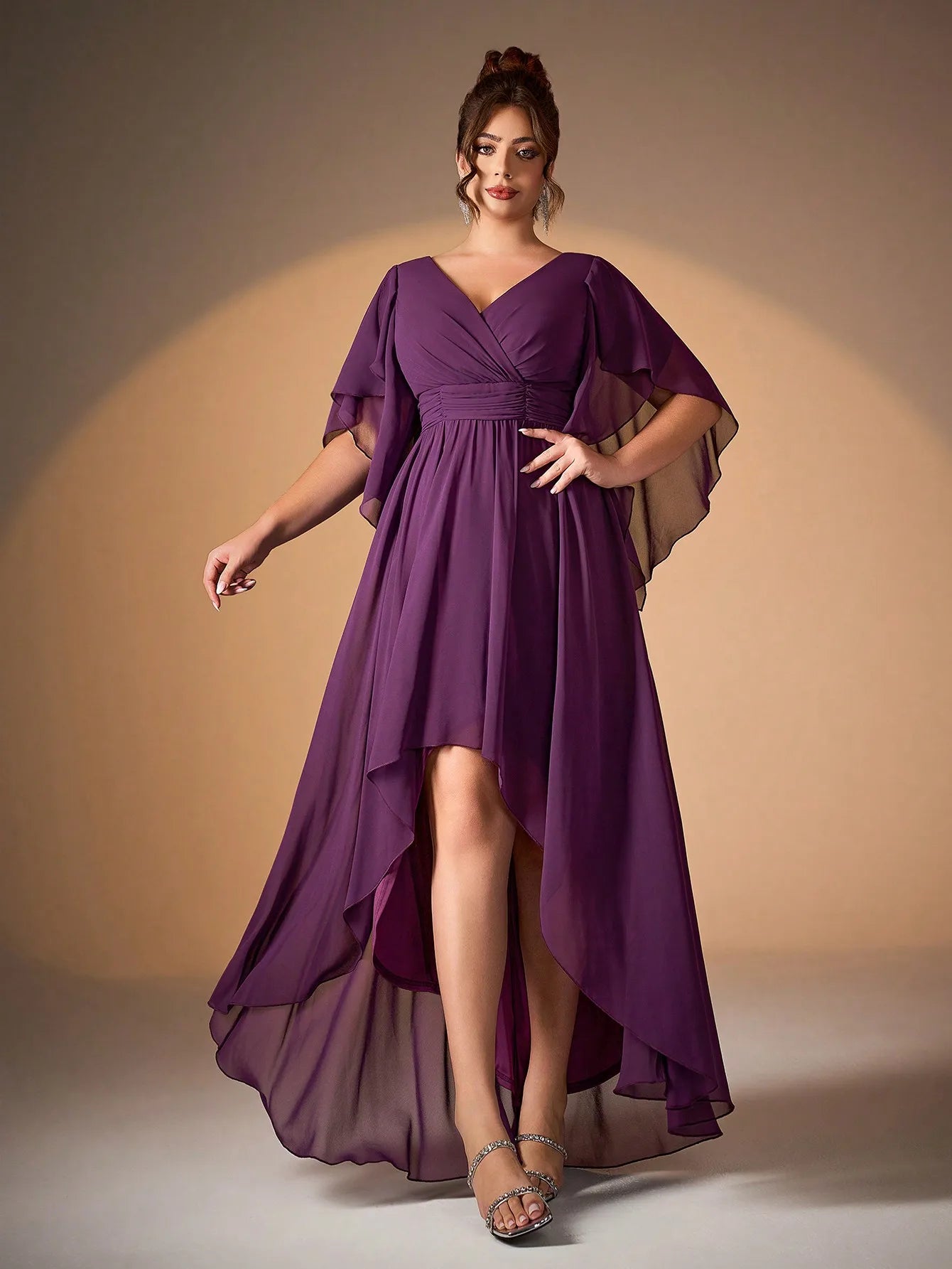 Women's Chiffon Irregular 1-5XL Fashion Designer Midi Dresses (Plus Size)