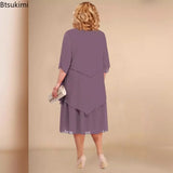 Women's Chiffon Layered 3-5XL Fashion Designer Midi Dresses (Plus Size)-