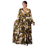 Women's Chiffon Loose Sleeved Fashion Designer Long Dresses (Plus Size)