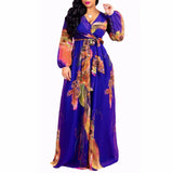 Women's Chiffon Loose Sleeved Fashion Designer Long Dresses (Plus Size)