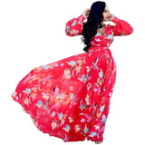 Women's Chiffon Loose Sleeved Fashion Designer Long Dresses (Plus Size)