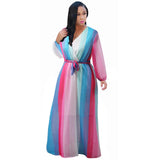 Women's Chiffon Loose Sleeved Fashion Designer Long Dresses (Plus Size)