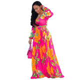 Women's Chiffon Loose Sleeved Fashion Designer Long Dresses (Plus Size)