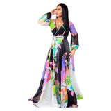 Women's Chiffon Loose Sleeved Fashion Designer Long Dresses (Plus Size)