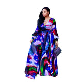 Women's Chiffon Loose Sleeved Fashion Designer Long Dresses (Plus Size)