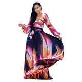 Women's Chiffon Loose Sleeved Fashion Designer Long Dresses (Plus Size)