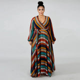 Women's Chiffon Loose Sleeved Fashion Designer Long Dresses (Plus Size)