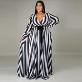 Women's Chiffon Loose Sleeved Fashion Designer Long Dresses (Plus Size)