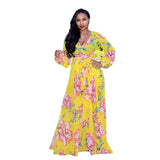 Women's Chiffon Loose Sleeved Fashion Designer Long Dresses (Plus Size)