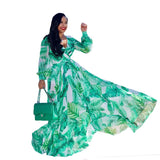 Women's Chiffon Loose Sleeved Fashion Designer Long Dresses (Plus Size)