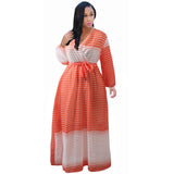 Women's Chiffon Loose Sleeved Fashion Designer Long Dresses (Plus Size)