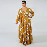 Women's Chiffon Loose Sleeved Fashion Designer Long Dresses (Plus Size)