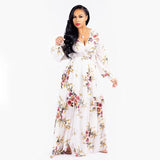 Women's Chiffon Loose Sleeved Fashion Designer Long Dresses (Plus Size)