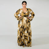 Women's Chiffon Loose Sleeved Fashion Designer Long Dresses (Plus Size)